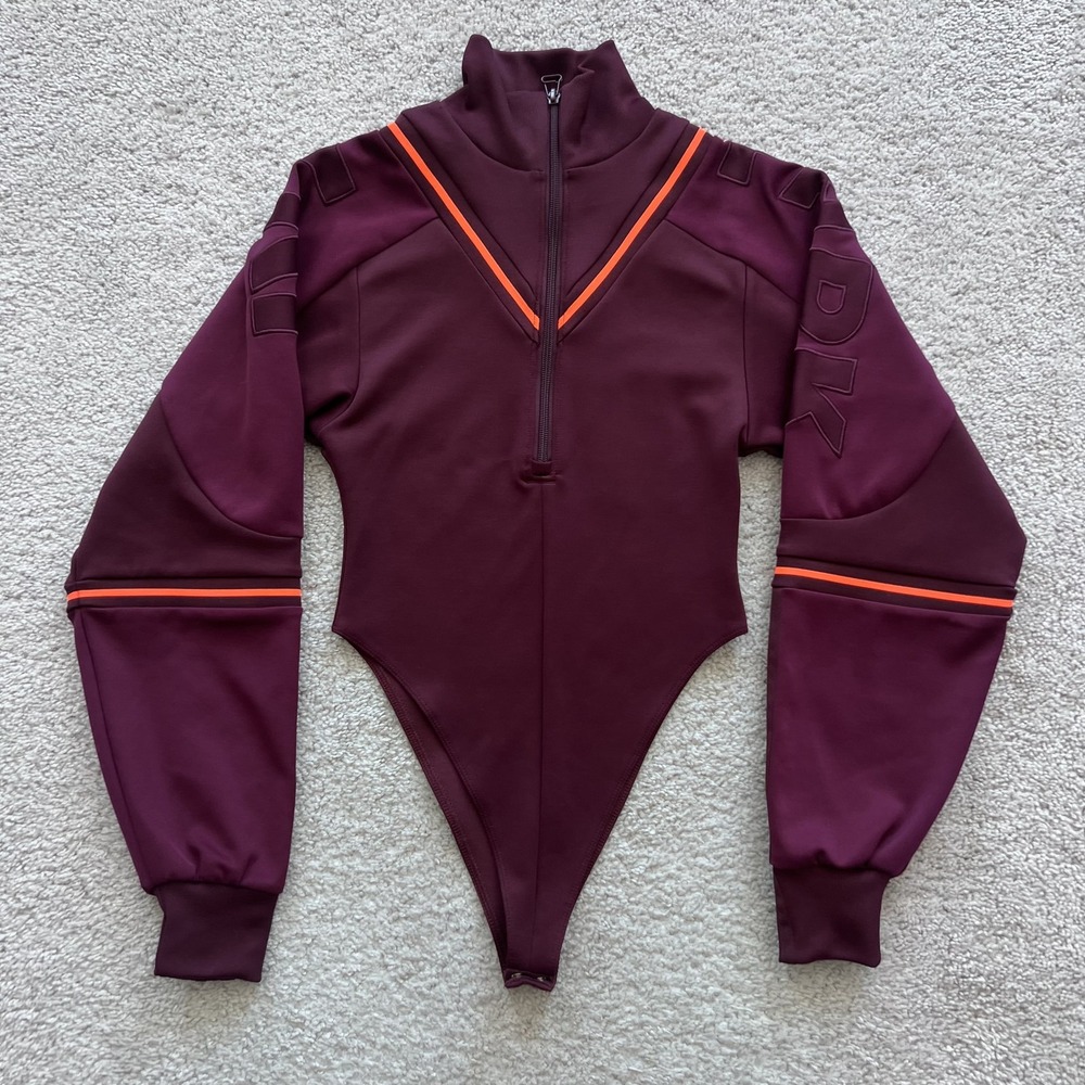 Adidas x IVY PARK Long Sleeve Bodysuit Womens XS Burgundy Zip Front High Neck